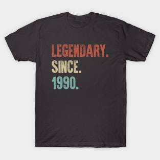 Retro Vintage 30th Birthday Legendary Since 1990 T-Shirt